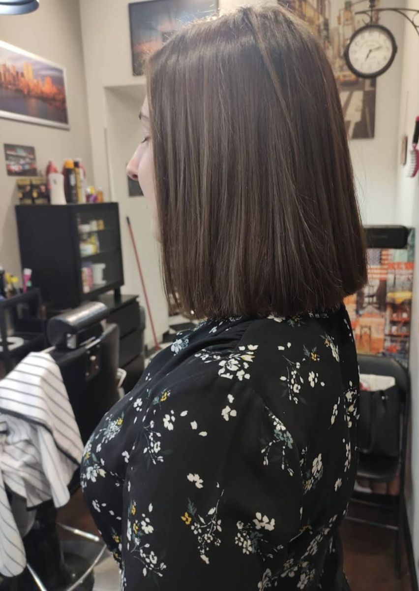 Women's long bob haircut